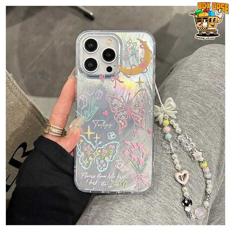 MN465 ใหม่! MoonLight ผีเสื้อ Feather โลหะโฮโลแกรม Charm Case Iphone - Hardcase/ปลอก Hp เข้ากันได้กั