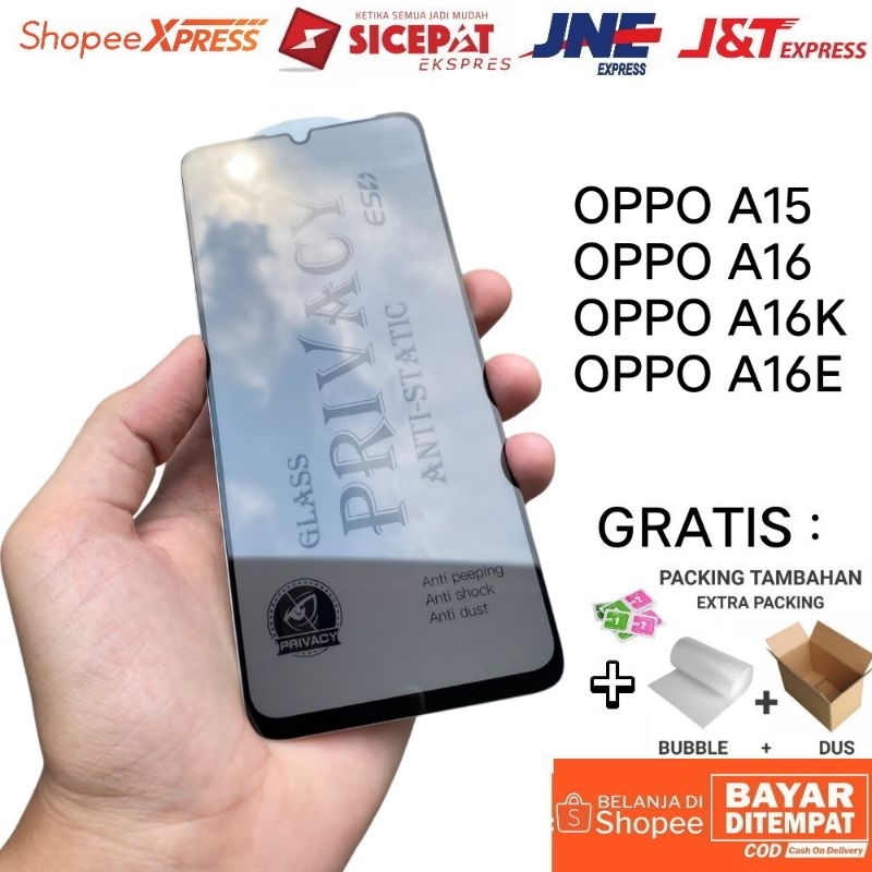 กระจกนิรภัย Tg ป้องกันความเป็นส่วนตัว SPY OPPO A15 A15s A16 A16E A16K / ป้องกันความเป็นส่วนตัว / Ant