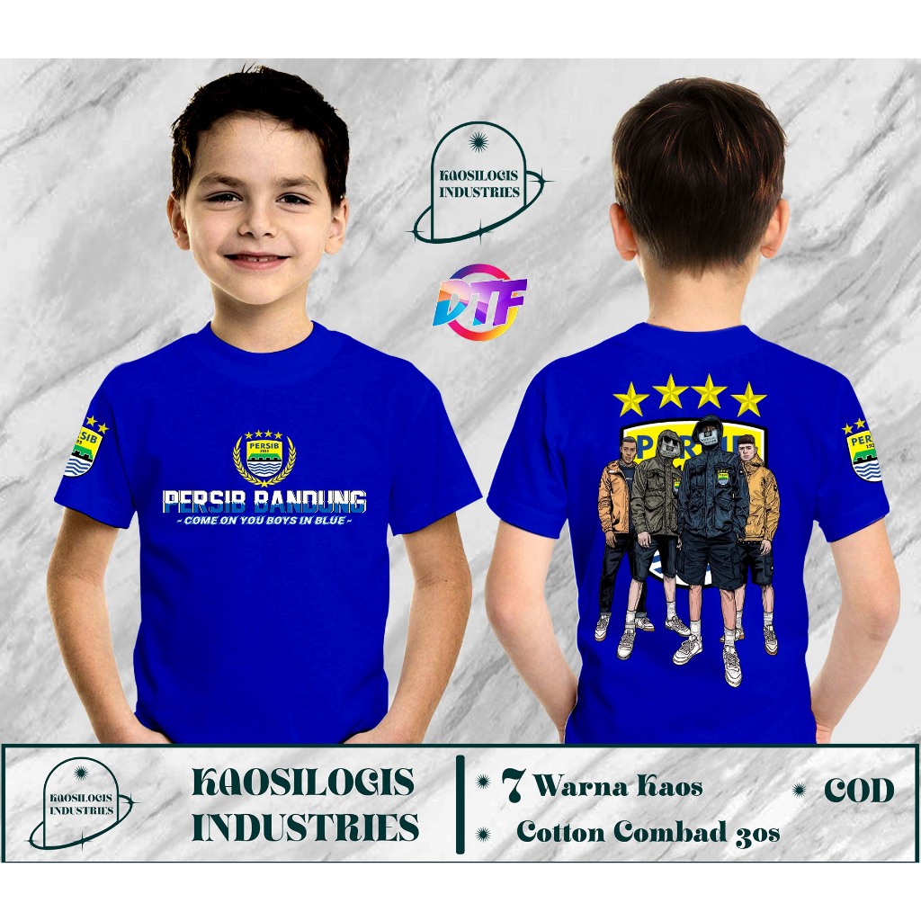 Persib Back To Back Come On You Boys In Blue V2 4 Star Kids T-Shirt - Kaosilogis