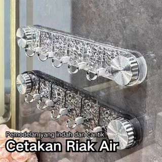 Kait Baris Rotary Suction Cup Corrugated Row Hook Hook Tanpa Punching Kuat Beban Bantu Kamar Mandi Tempel 5 Kait Transparan Toilet Baris Dinding Tanpa Jarak Kait Perekat