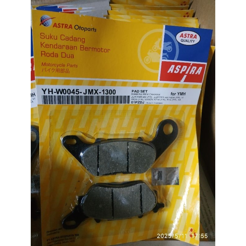 ผ้าเบรค aspira ดั้งเดิมสําหรับ Mio ใหม่ J GT M3 Jupiter nmax vega r zr vixion ใหม่ล่วงหน้า R15 v2 v1