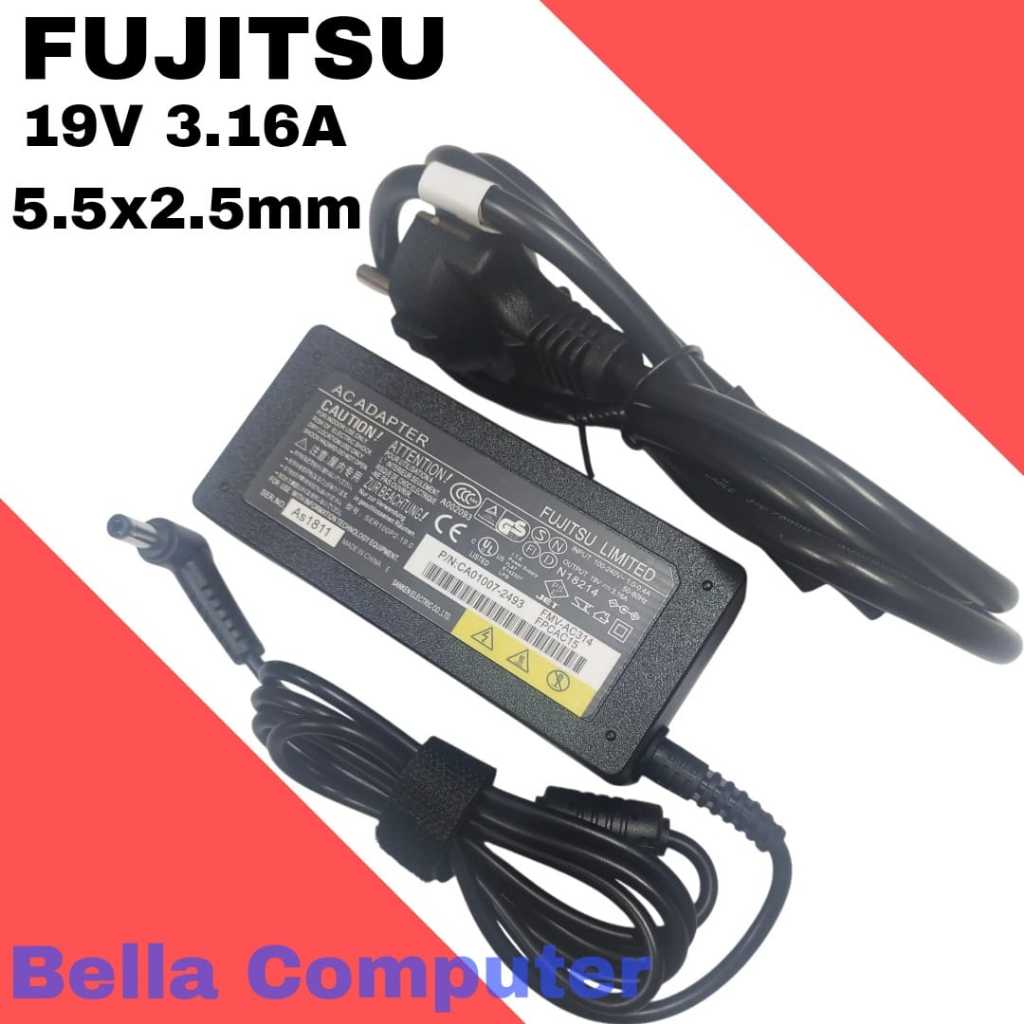 Fujitsu LifeBook 19V 3.16A 5.5x2.5MM 60W fUJITSU A3040 A3110 A3120 C2110 E4010 E8020-I E8110 E8210 แ