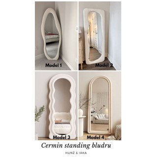 Cermin Full Body Aesthetic/Mirror Standing Kain Bludru Tanpa Sambung/ IRREGULARLY SHAPED MIRROR GARANSI 100%