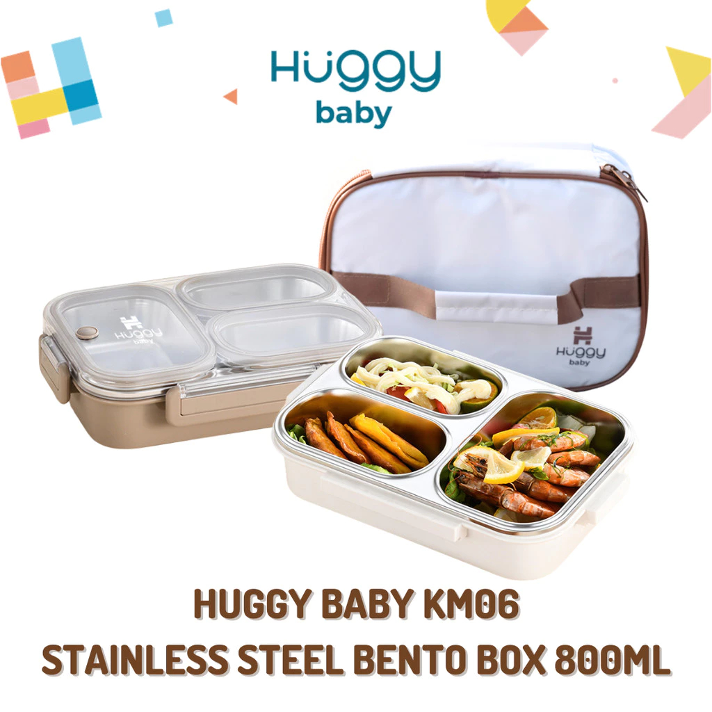 Huggy Baby KM06 กล่องเบนโตะสแตนเลส 800ml | SPIILL-PROOF LUNCH BOX