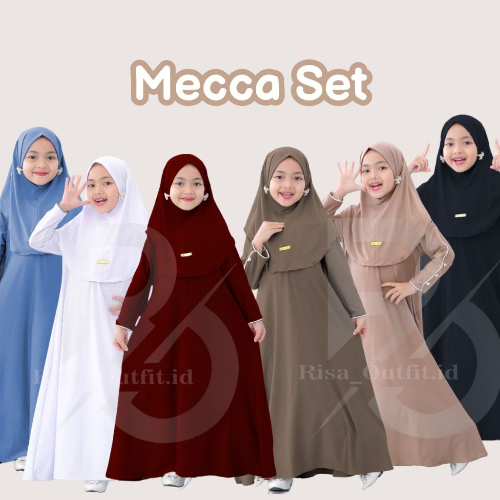 ชุด Abaya สําหรับเด็กพร้อมชุดฮิญาบย์ / ชุดเด็กผู้หญิง 3-12 ปี / ชุด Mecca Abaya