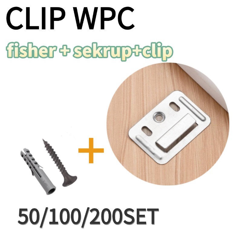 WPC Panel Clip/ WPC Wall Panel Wood Clip Connector - 50 ชิ้น/เซ็ต/ชาวประมง + สกรู + คลิปยึด WPC ขายเ