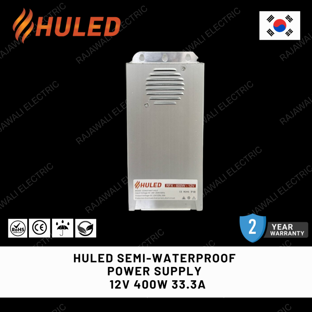HULED SEMI-WATERPROOF POWER SUPPLY OUTDOOR 400W 33.3A DC 12V รับประกัน 2 ปี
