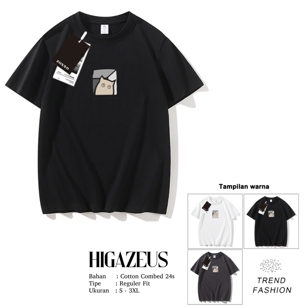 HIGAZEUS เสื้อยืดแขนสั้น Distro ทําจากผ้าฝ้ายหวี 24s T66