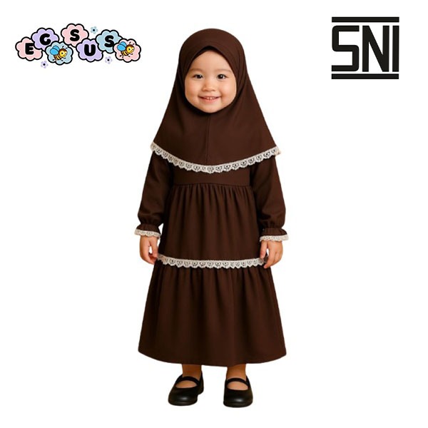 (EGSUS) Gamis Baby Girl Free Hijab Aurora New Born 0 - 3 ปีมะฮอกกานี