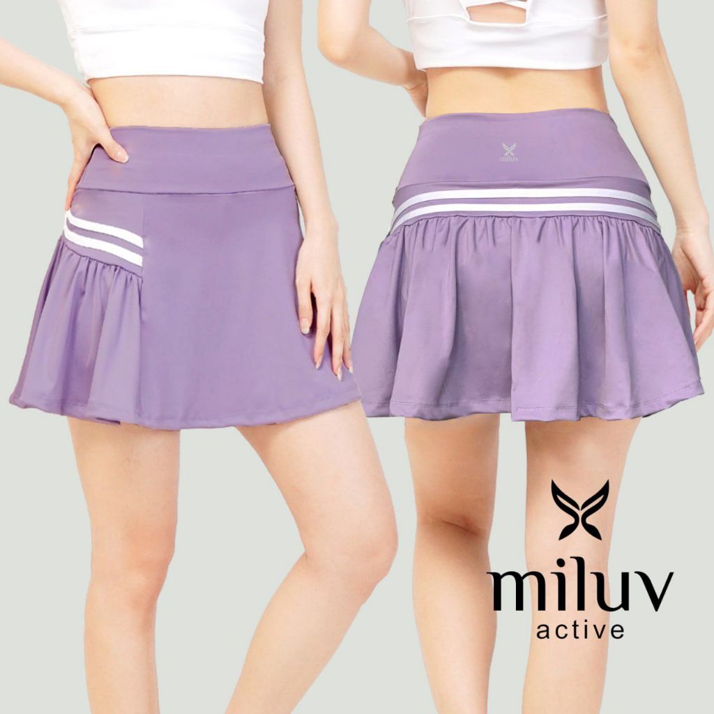 UNGU เสื้อกีฬาผู้หญิง BOTTOM PLETED STRIP GYMNASTICS SKIRT สีดําสีฟ้าสีม่วง ZUMBA AEROBIC SALSA DANC