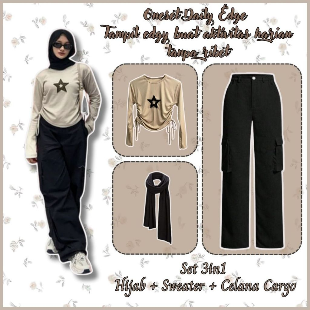 Daily Edge Oneset – Cargo Pants and Drawstring Sweater ที่อยากดูขอบสําหรับกิจกรรมประจําวันโดยไม่ต้อง