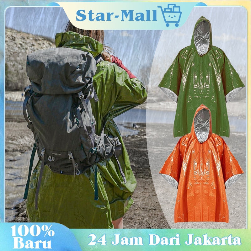 เสื้อกันฝนฟิล์มอลูมิเนียม Pe 130*100 ซม. / เสื้อกันฝนแคมป์ปิ้งป่า Mantle / เสื้อปอนโชกันฝนฉุกเฉินกลา