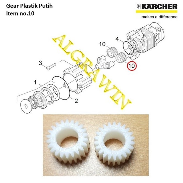 PUTIH ล้อดาวเคราะห์พลาสติกสีขาว Karcher Gear สําหรับ K1 K2 - PLANET WHEEL Karcher