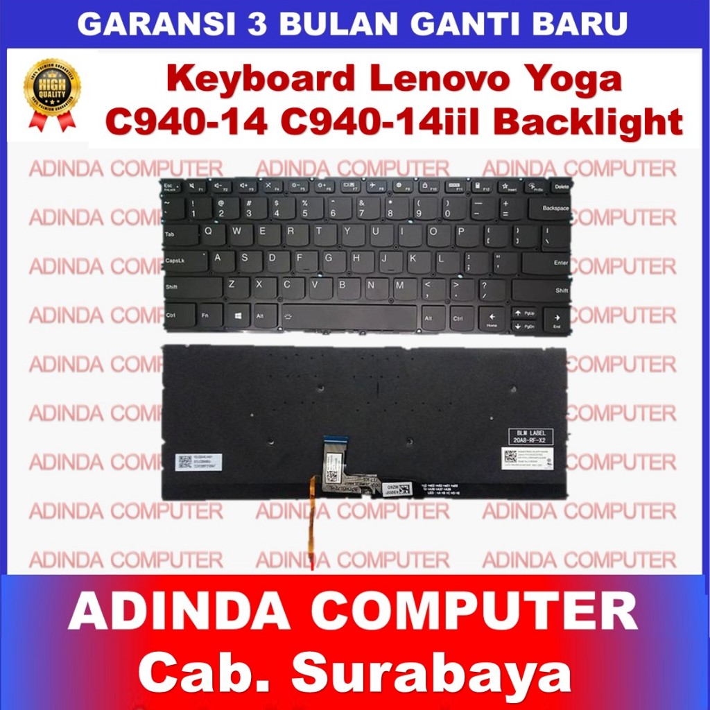 Lenovo Yoga C940-14 C940-14iil C940 14iil 81Q9 คีย์บอร์ดแบ็คไลท์