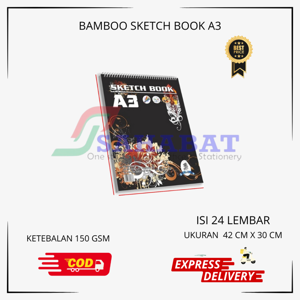 BAMBOO SKETCH BOOK A5, A4, A3 SIZES / SKETCH BOOK / VISUAL DRAWING BOOK