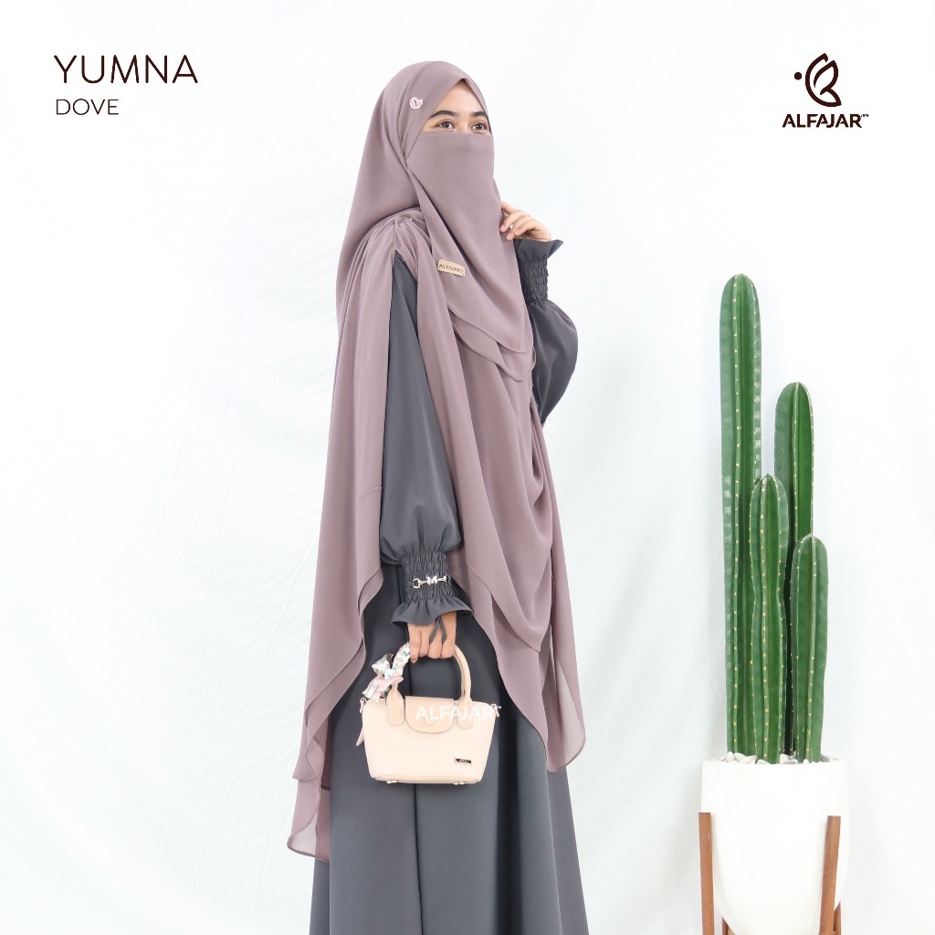 Alfajar - ผ้าพันคอ Pashmina สําเร็จรูป (Pashban) Ceruty YUMNA เชือกผ้าคลุมฟรีสองชั้น