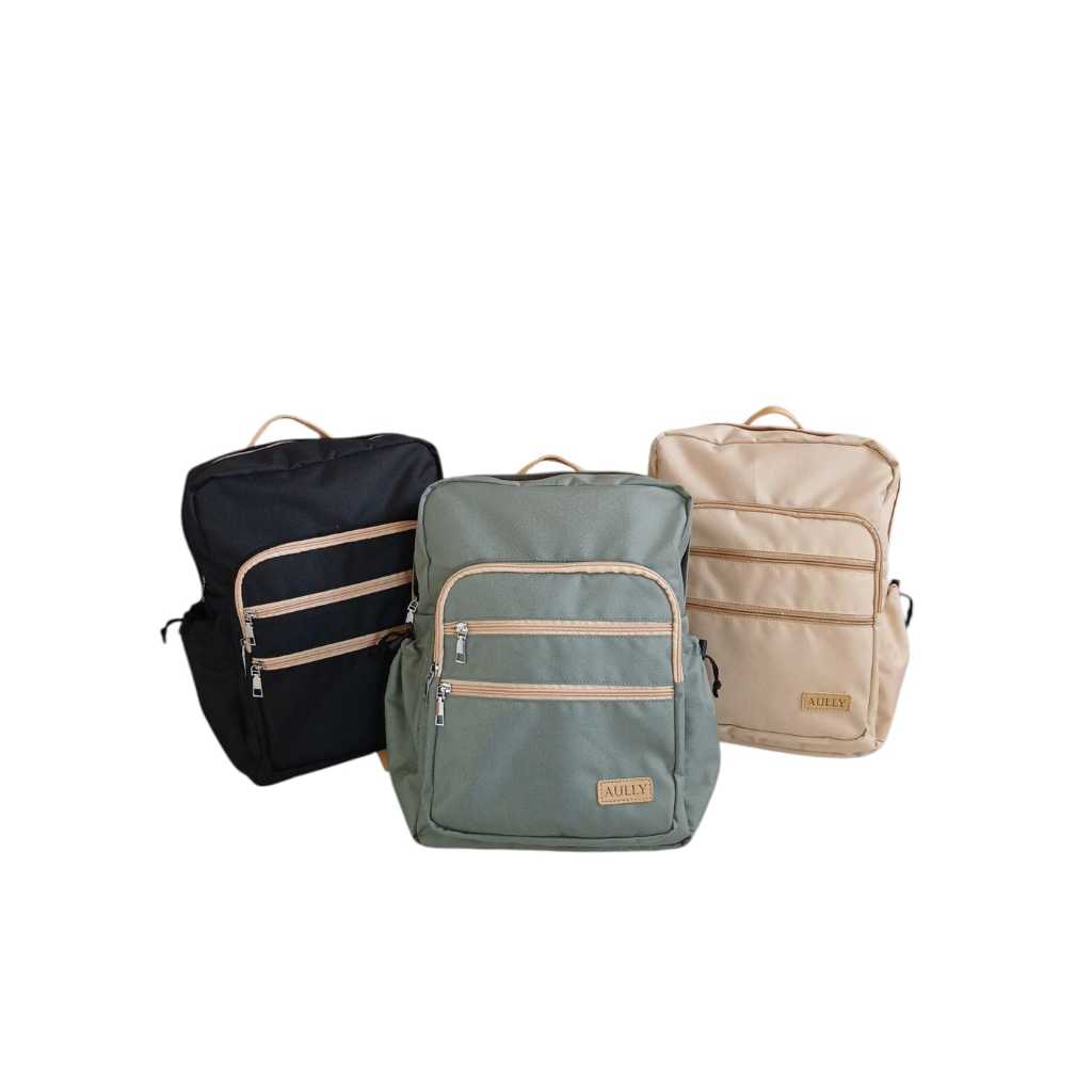 Alisha Backpack by Aully Bag กระเป๋าเป้สะพายหลังผ้าแคนวาสธรรมดาสําหรับผู้หญิง