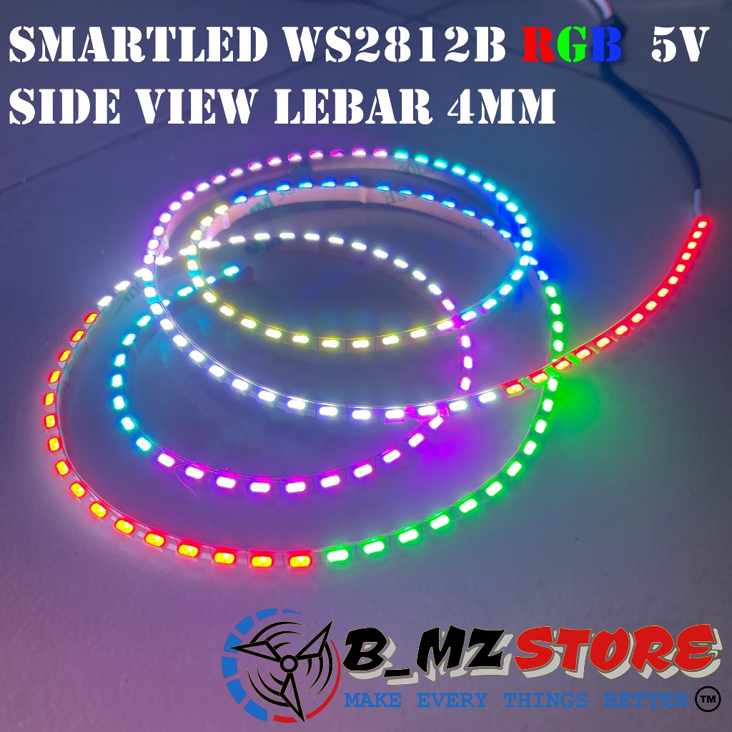 LED STRIP มุมมองด้านข้าง 4 มม.คิ้ว WS2812B WS2812 5V แอดเดรสได้