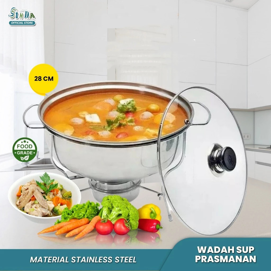 Sinda Warmer Stove Buffet Place ภาชนะเสิร์ฟ 28 ซม. พร้อมเครื่องทําความร้อน