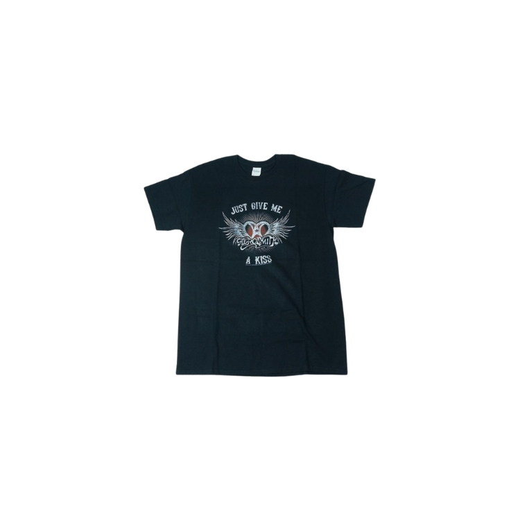 AEROSMITH Just Give me a Kiss Tshirt เสื้อยืดวงสีดํา