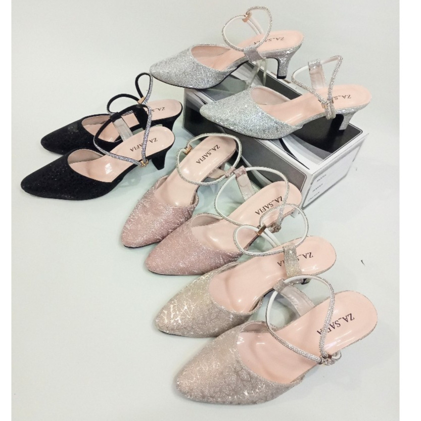 ZASAFIA EL002 - รองเท้าส้นสูงผู้หญิงหรูหรา 5 ซม. สายธรรมดา