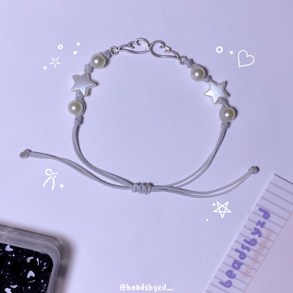 Aesthetic Grey Bead Drawstring Bracelet / Bead Bracelet สีเทา Coquette