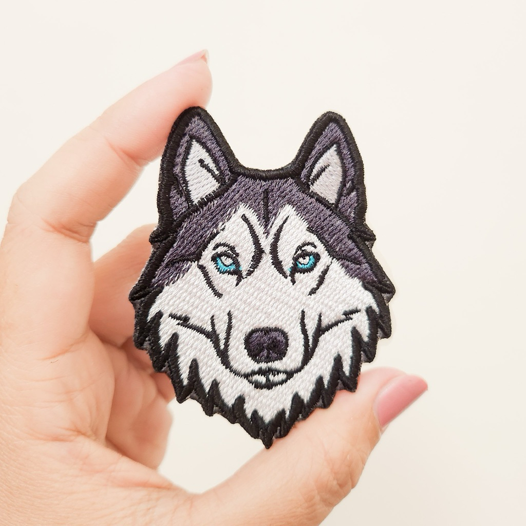 แพทช์สุนัข EMBROIDERY / SIBERIAN HUSKY EMBROIDERY BADGE / DOG FACE IRON PATCH