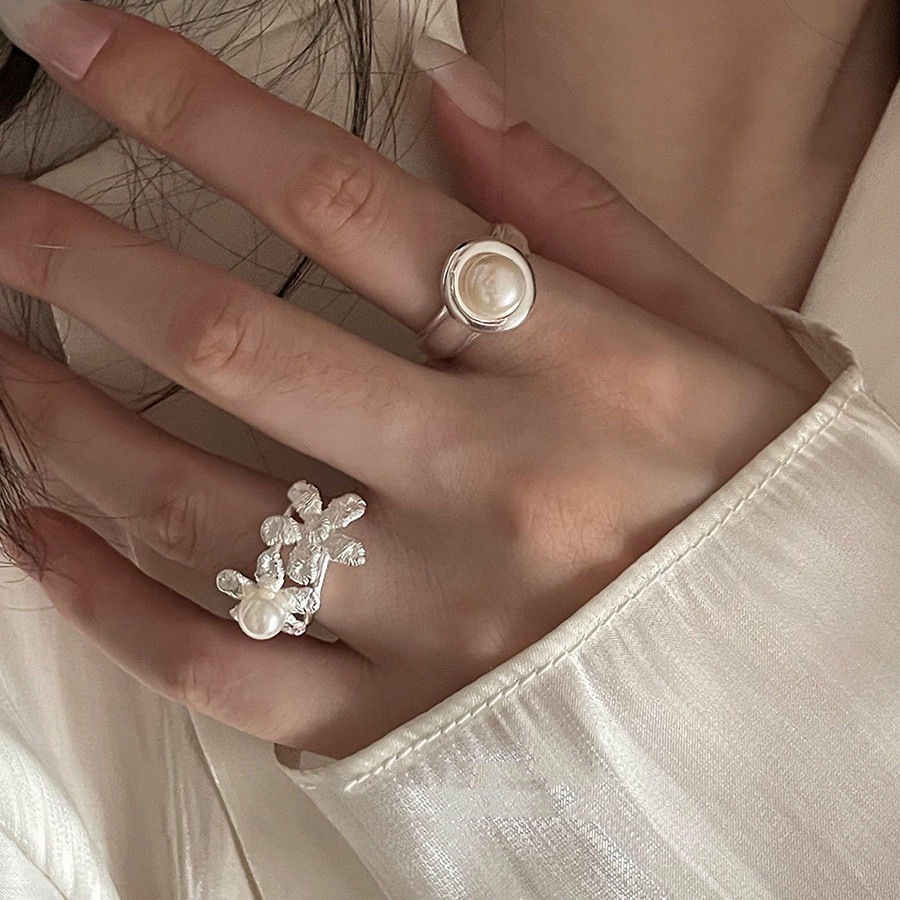 Oravi - แหวนลูกปัดมุก แหวนผู้หญิงความงามแบบปรับได้เรียบง่าย By Ohellow.Studio [I1-5]