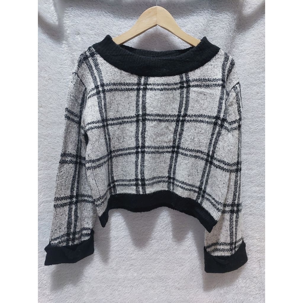 CECIL mcBEE TARTAN CROPTOP KNIT SWETER