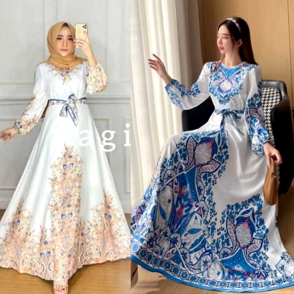 NANDO MUSLIM ผู้หญิง GAMIS, PREMIUM SATIN SILK, ทันสมัย, สไตล์ สง่างาม