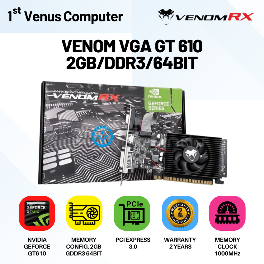 VENOMRX GT 610 2GB DDR3 VGA การ์ด Venom RX 2GB GT610 DDR3 / VENOMRX GT 610 2GB DDR3 VGA การ์ด Venom 