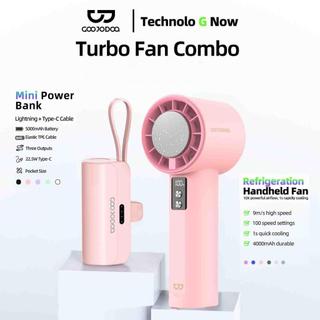 GOOJODOQ GFS006 Turbo kipas es untuk mendinginkan Wind + powerbank mini Dengan colokan ganda COMBO