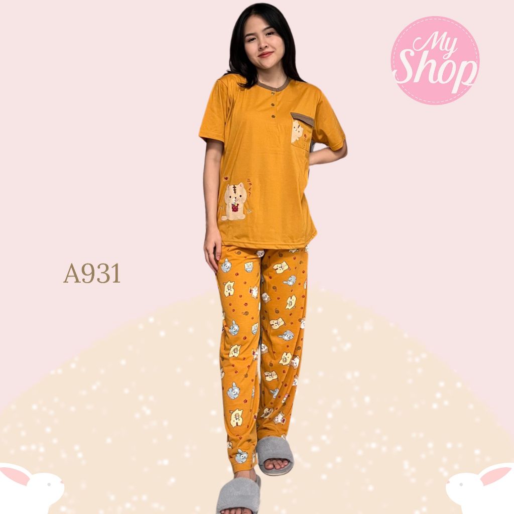 ขนาดใหญ่ JUMBO REG ชุดนอนแขนสั้นกางเกงขายาว ANNE CLAIRE XL 2L ชุดนอน CP A931