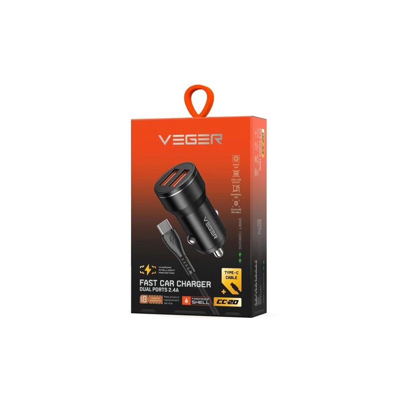 Saver VEGER CC20 / Car charger VEGER CC20 2output 2.4A ชาร์จเร็วด้วย MICRO USB ORIGINAL OFFICIAL GUA