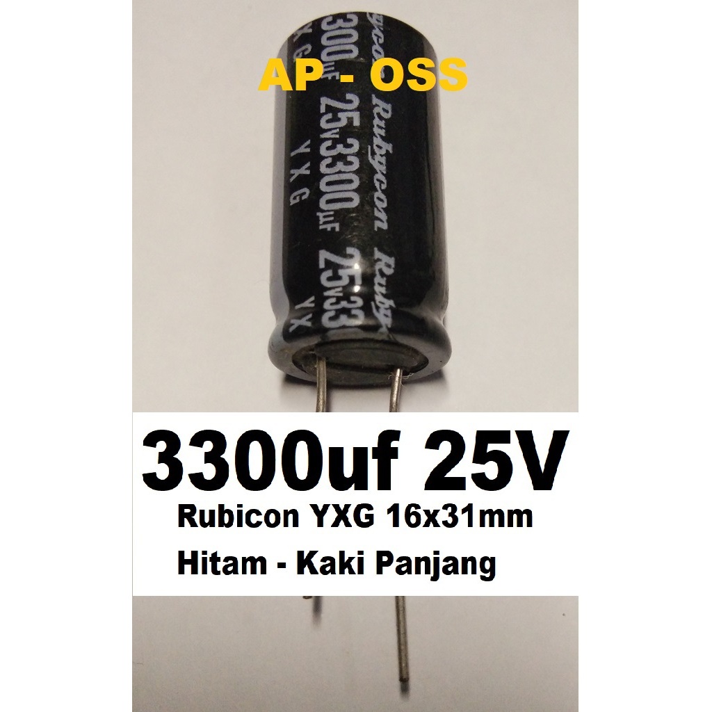 3300uf 25V Rubycon YXG, ELNA, Nippon Chemicon Capacitor