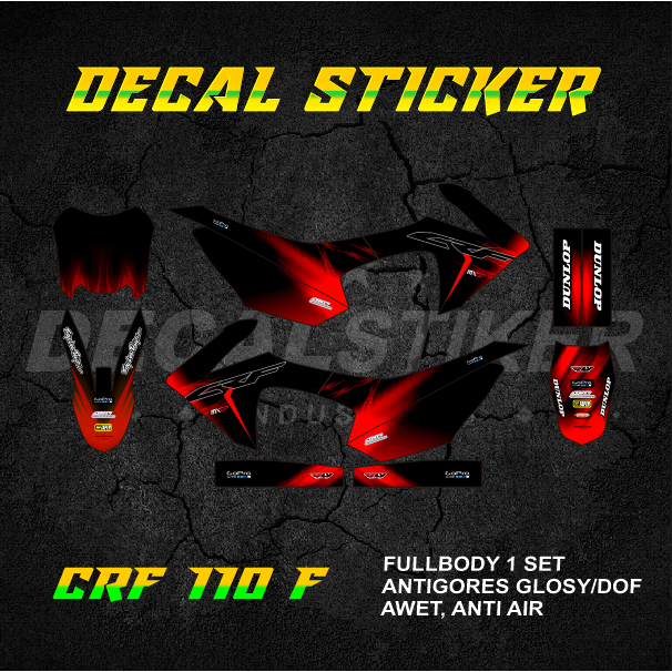 UNGU STABILO HIJAU MERAH DECAL STICKER CRF 110 FULLBODY (019) MINIMOTO 110F F MINITRAIL RED STICKER 