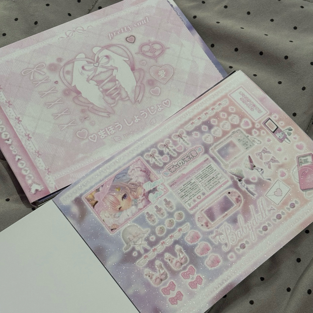 [สต็อกใหม่] Coquette Girly Pink Sticker Sheet - Kawaii Japanese Deco Journaling Cutesy Stickers