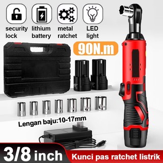 Effort Cordless kunci ratchet set listrik 90N.m 3/8 Electric Wrench Right Angle Wrench Screwdriverl Screw Nut Repair Tool