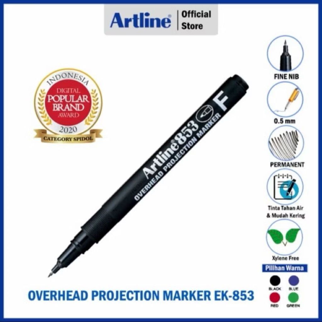 ARTLINE ปากกามาร์กเกอร์โครงการเหนือศีรษะ OHP ถาวร EK-853