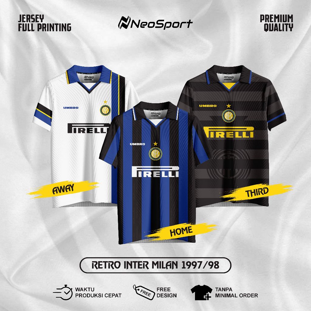นีโอสปอร์ต | INTER MILAN RETRO JERSEY 1997/98 | เสื้อเจอร์ซีย์วินเทจ | เสื้อฟุตบอล | เสื้อแจ็คเก็ตลํ