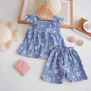 Rabbitkids - Emelly One Set / Setelan Anak Perempuan Babydoll / Setelan Anak Kutungan / Setelan Anak Full Motif