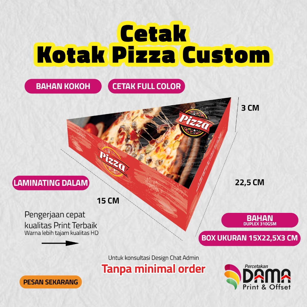 CUSTOM PIZZA BOX PRINTING / PIZZA BOX 21X50 CM / PIZZA BOX