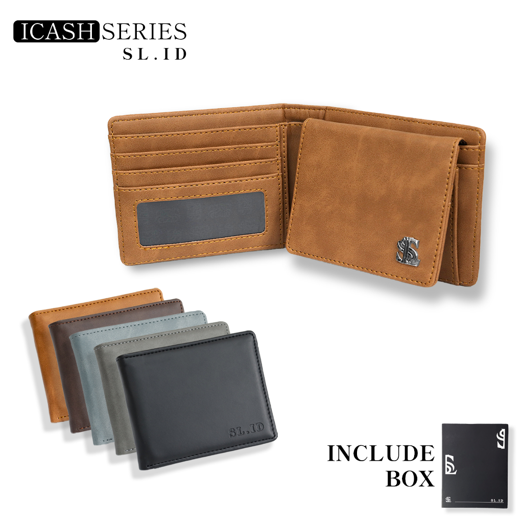 SL.ID ICash Wallet - กระเป๋าสตางค์สองพับผู้ชายหนัง PU พรีเมี่ยม