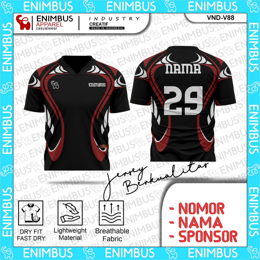 ENIMBUS Custom Sports Jersey - Dryfit Sublim Football Futsal Badminton Tennis Sporty Shirt VND-V88