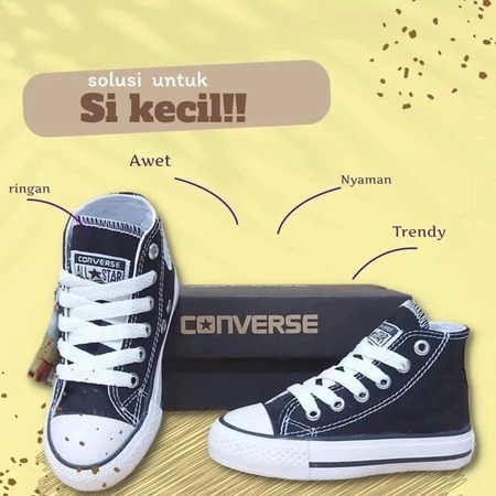 CONVERSE >รองเท้า สนทนา รองเท้าบูท รองเท้าเด็กสีดําสําหรับเด็กหญิงและเด็กชายขนาด 21 - 37 รองเท้านักเรียนอนุบาลและประถมศึกษาชายและหญิงรองเ
