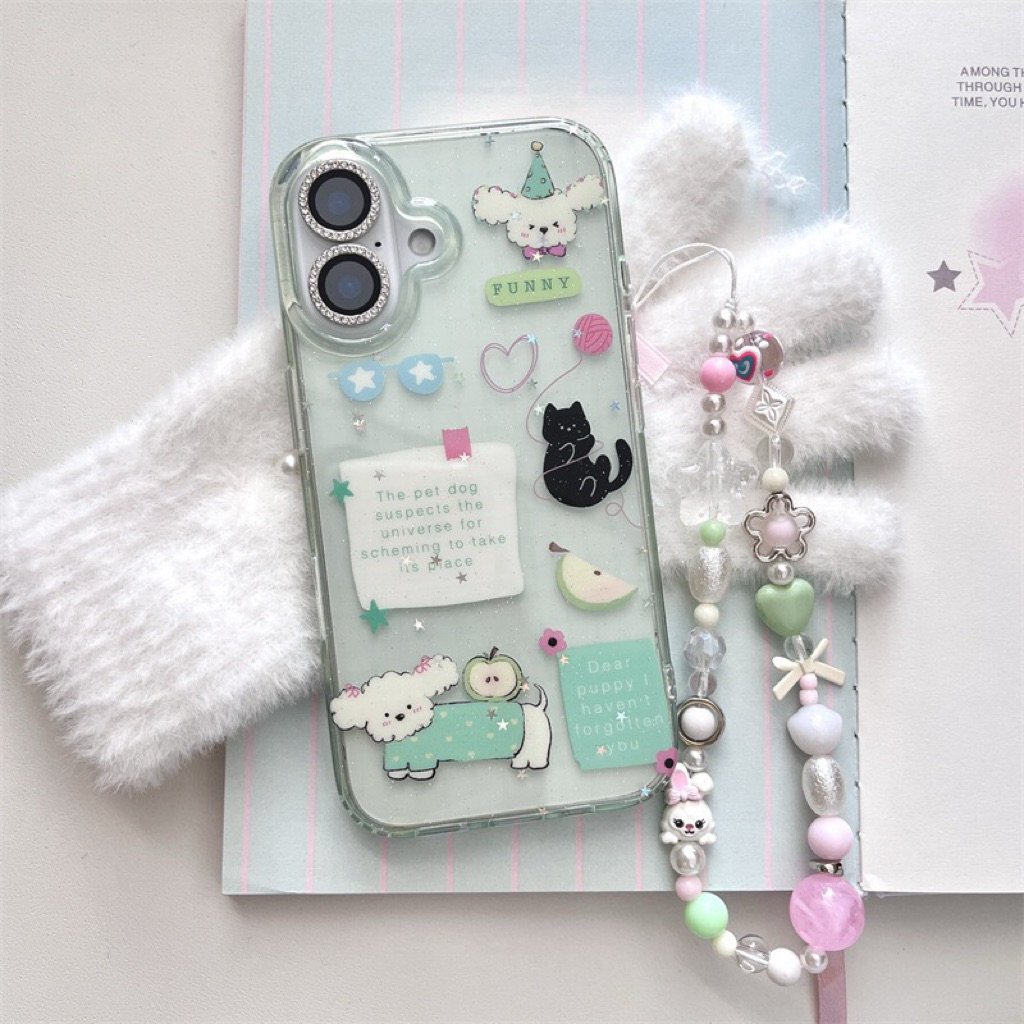 BONBONCASE.ID | Fresh Cute Green Little Puppy - Hybrid Soft Case Iphone 13 14 15 16 Pro Promax