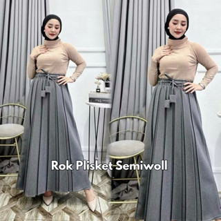 ROK PLISKET SEMI WOLL ROK KERJA KANTOR WANITA / ROK PLISKET PREMIUM / ROK FORMAL JUMBO