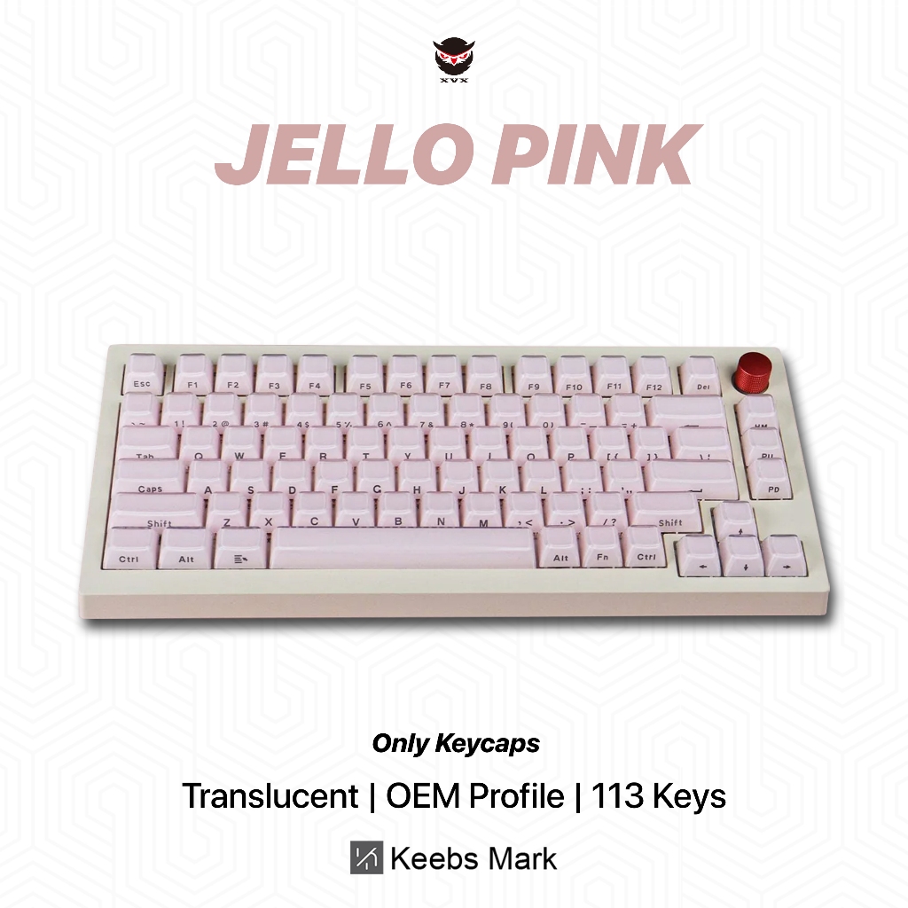 XVX Jello Jelly Pink Translucent Keycaps 113 คีย์ OEM Profile คีย์บอร์ดเครื่องกล