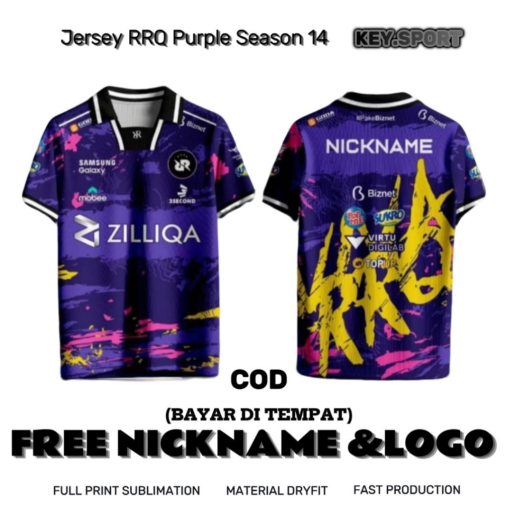 RRQ SEASON 14 AWAY MPL JERSEY FUL PRINTING ฟรีชื่อ INSTALLATION / RRQ Jersey