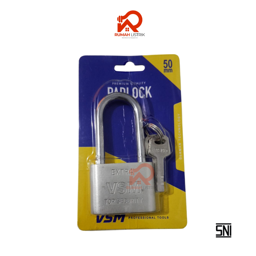 VSM WHITE PADLOCK (ลองคอ) 50MM L รับ 3 คีย์